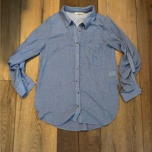 Skies Are Blue Casual Button Down Shirt Light Blue